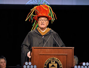 Peter M. Perez, President of Carter Products, Inc. and former Deputy Assistant Secretary, United States Department of Commerce, delivered the commencement address to the Aquinas College graduates, class of 2013. Perez's inspirational speech ended on a light note with some words of wisdom from Dr. Seuss.
